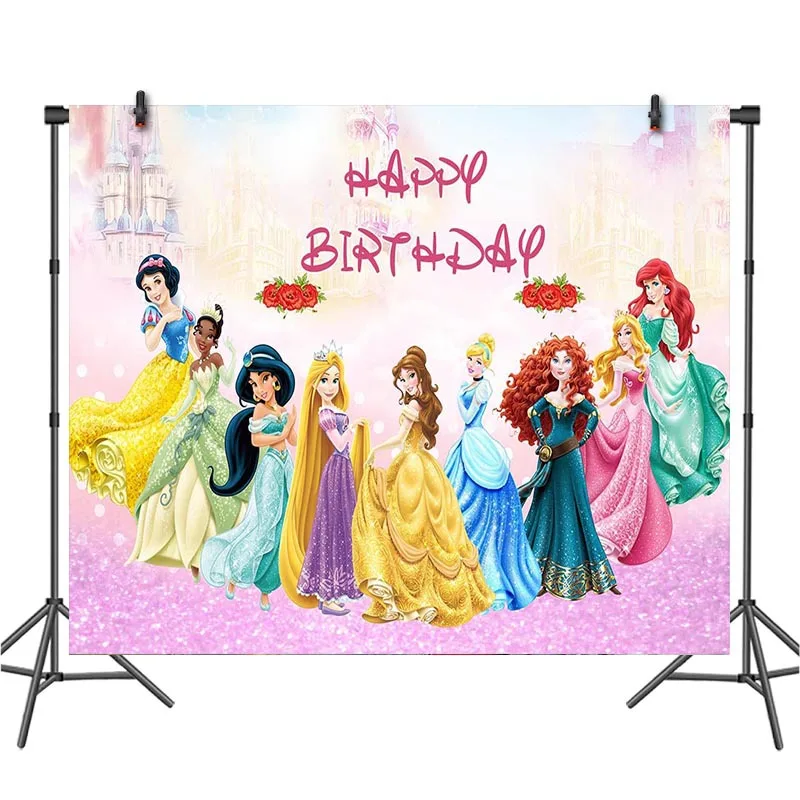 Тканевый фон для фотографирования детей с изображением героев Диснея принцесс
