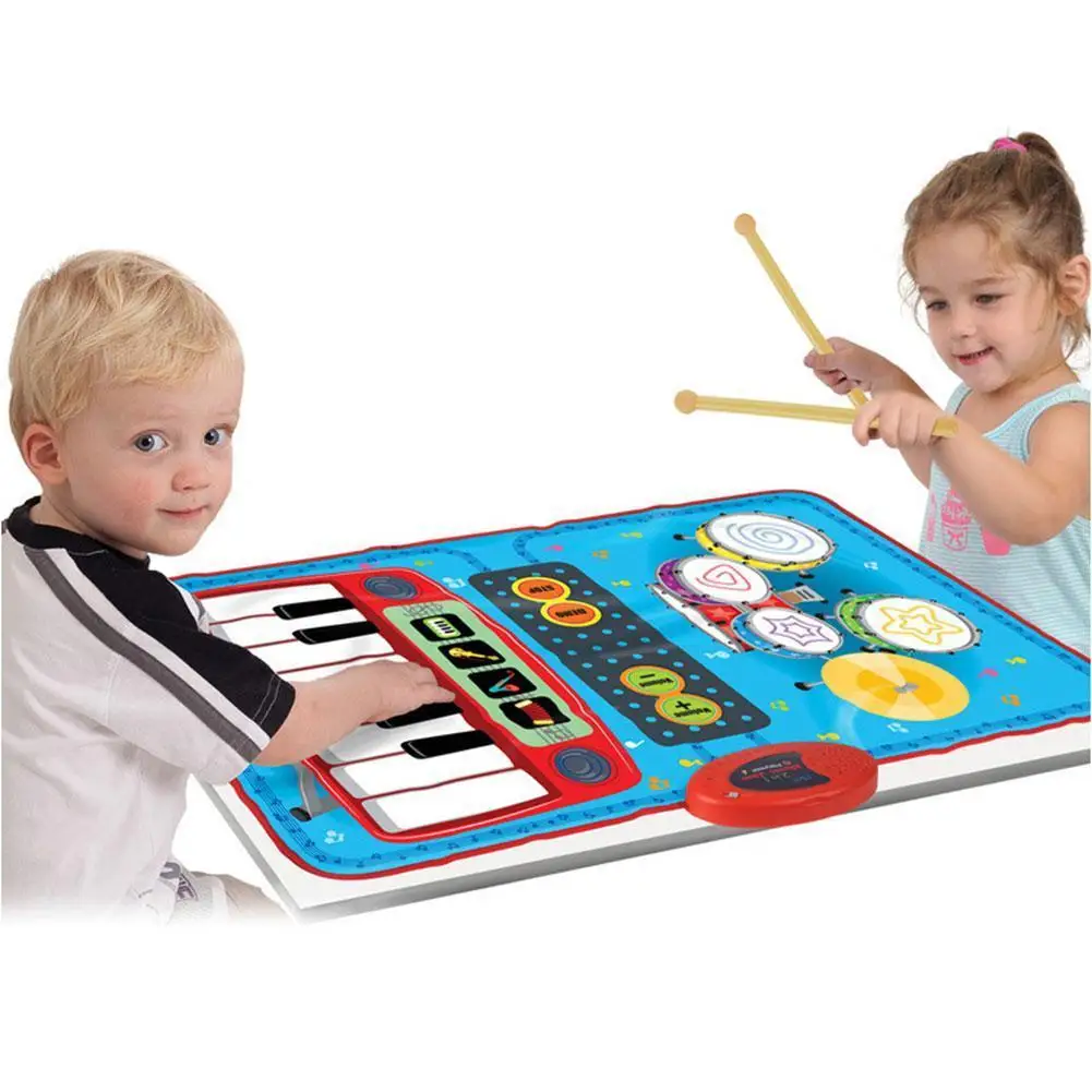 

Children's Drum Electronic Organ Set 2 In 1 Toys Piano Music Educational Toy Four Tones Volume Adjustment Musical Instrument Toy