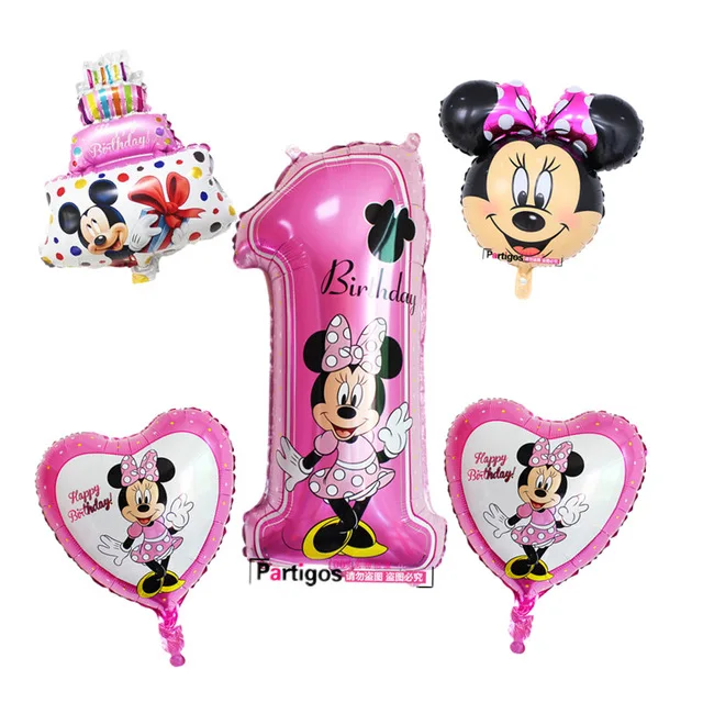 5pcs pink balloon 112 см Микки Минни Маус мультяшный воздушный шар из фольги на день рождения шар на день рождения украшения для вечеринки Подарки для детей - Цвет: 5pcs pink balloon