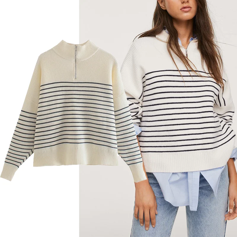 

Свитер женский Асимметричный на молнии, с длинным рукавом