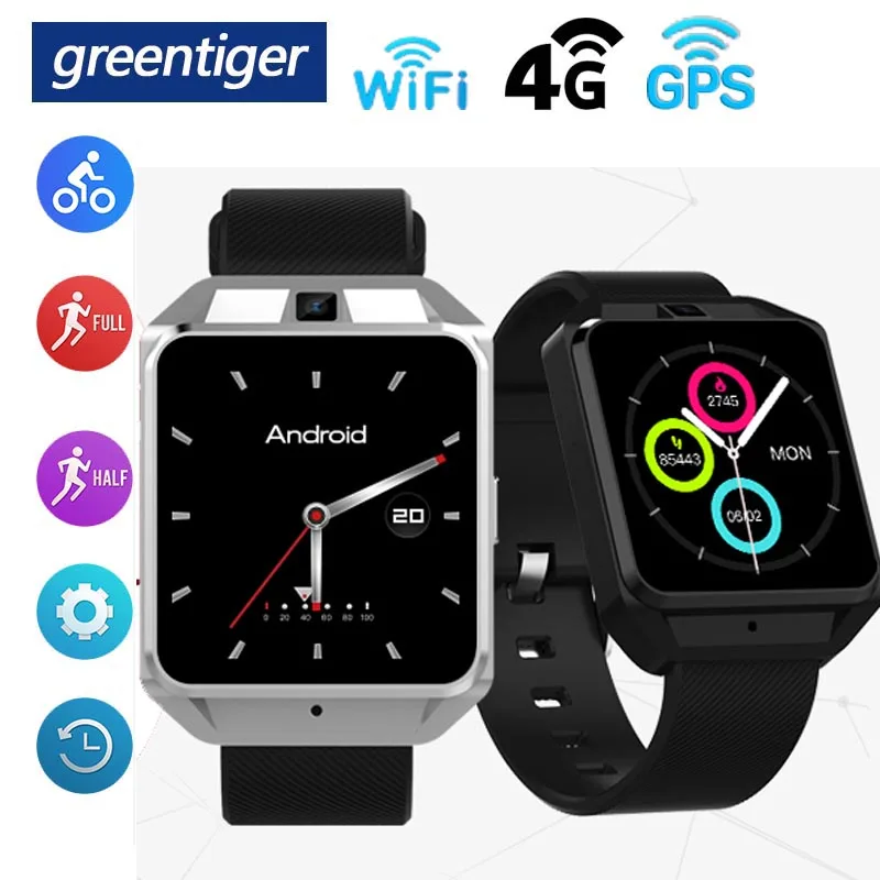 Greentiger H5 sim-карта 4G Смарт-часы для мужчин gps WiFi четырехъядерный 1 г ОЗУ 8 г ПЗУ пульсометр воздуха давление будильник, часы, секундомер VS B57