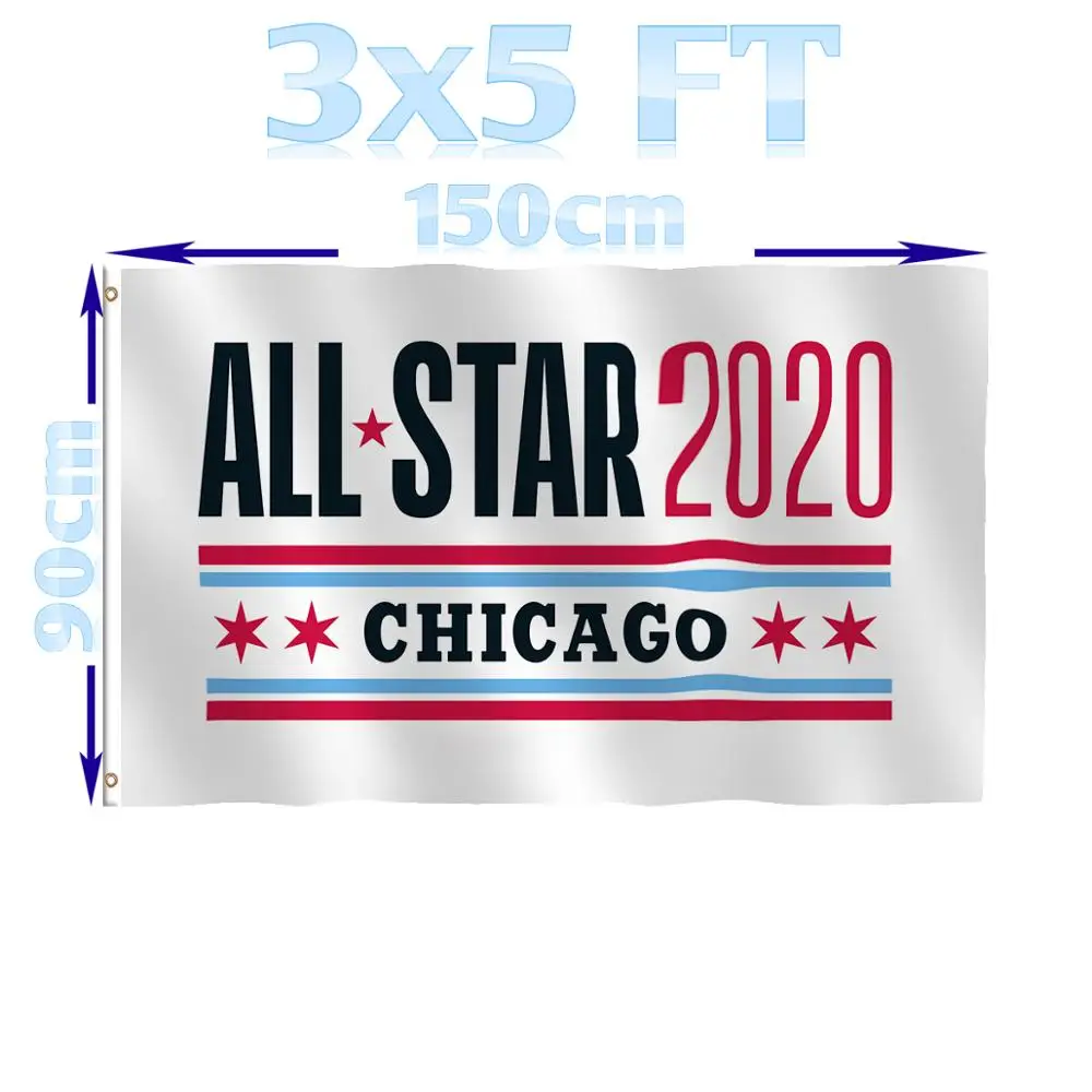 

BENFACTORY Store 3x5 футов Чикаго для проведения флага all star 2020, однослойный 100D полиэстер с латунными люверсами для помещений и улицы