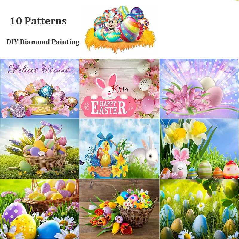 

Easter Decoration DIY Diamond Painting Easter Bunny Egg Diamond Embroidery Rhinestones Mosaic Art Picture Home Wall Decor Gift