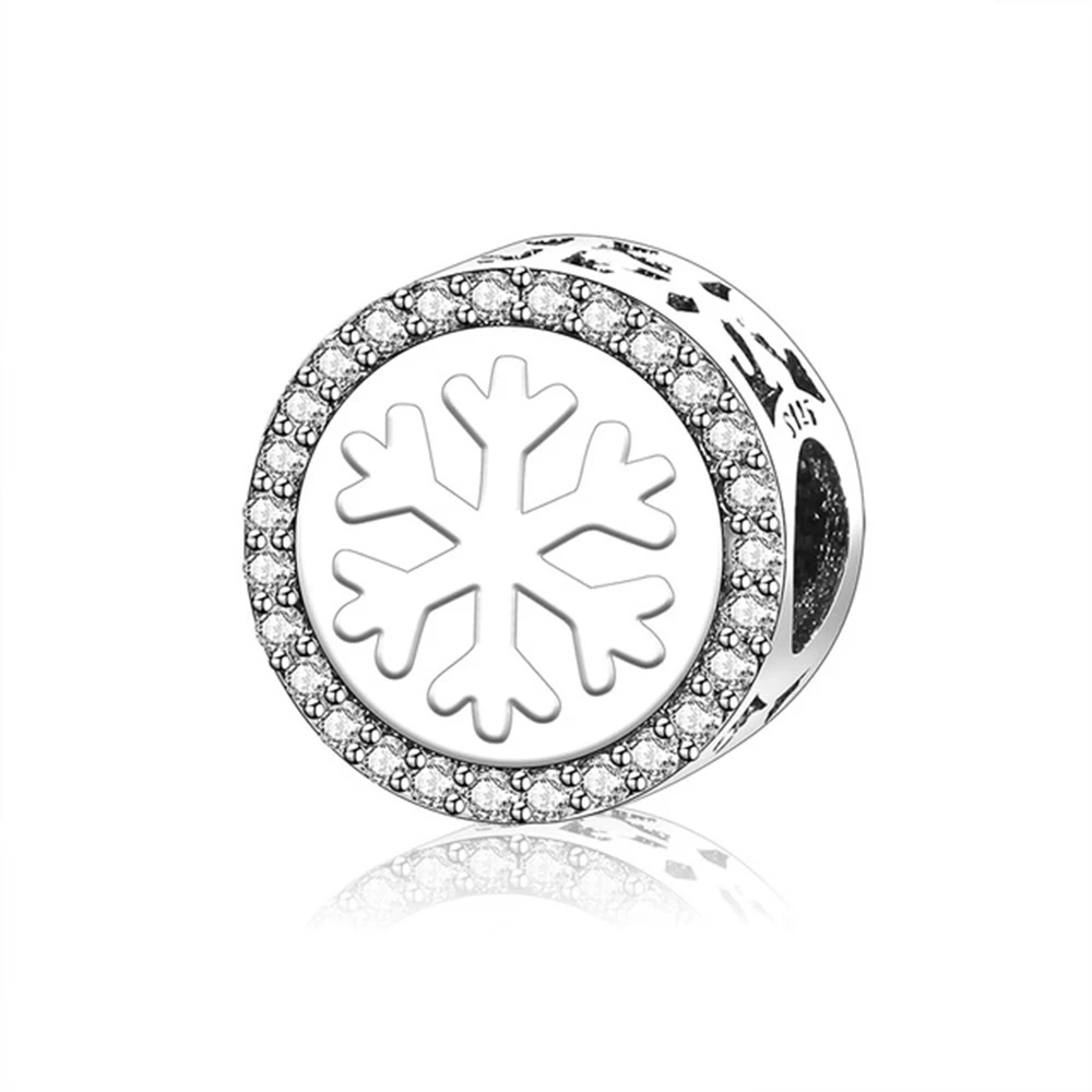 

2018 Newest 925 Sterling Silver Snowflake Charms With CZ Enamel Fit Original Pandora Charm Bracelet DIY Jewelry Making Berloque