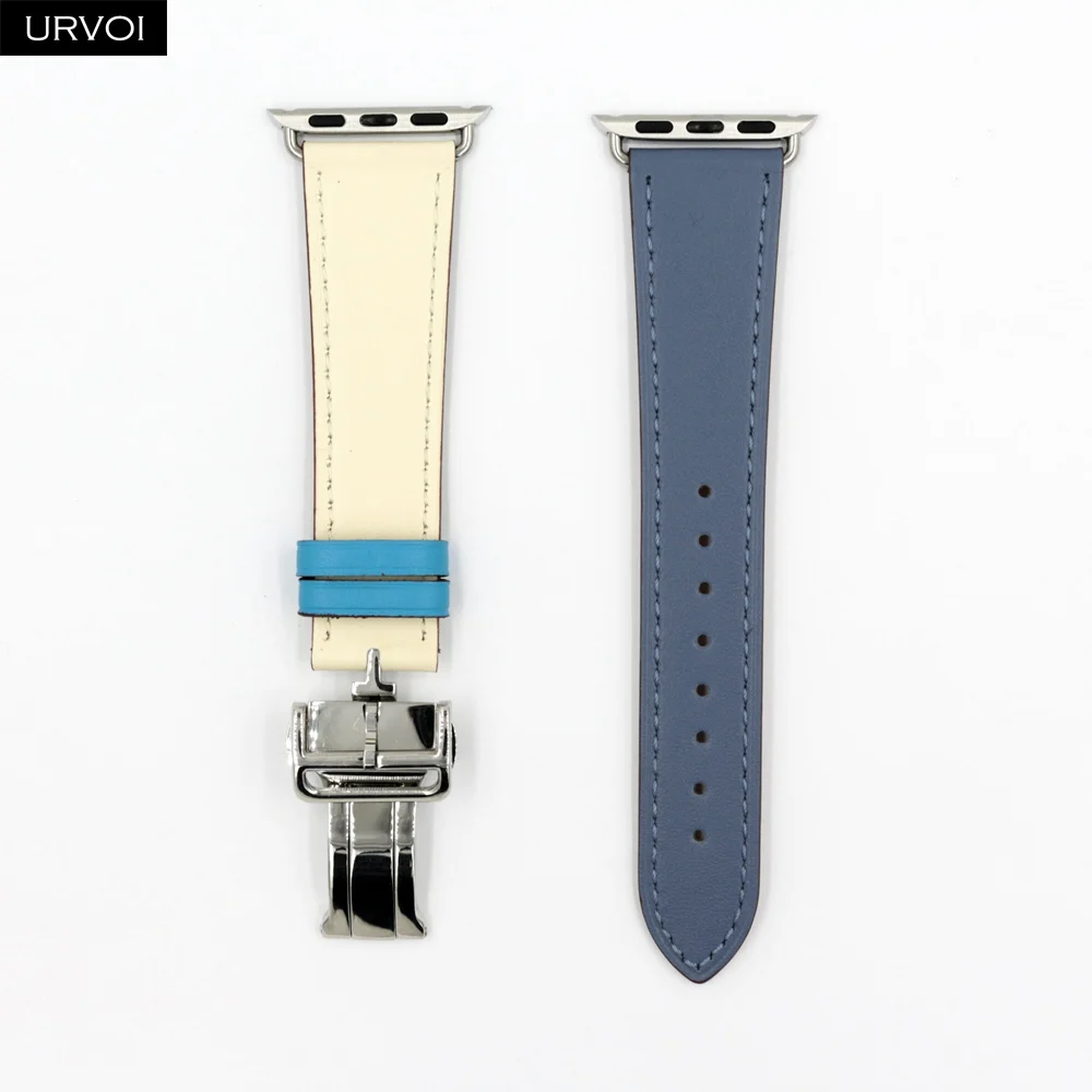 Bleu Lin C B URVOI раскладной ремешок с пряжкой для Apple Watch 5 4 3 2 1 ремешок для iwatch Ремень Один Тур Дизайн Свифт кожа 38/40 42/44 мм - Цвет ремешка: Bleu Lin C B