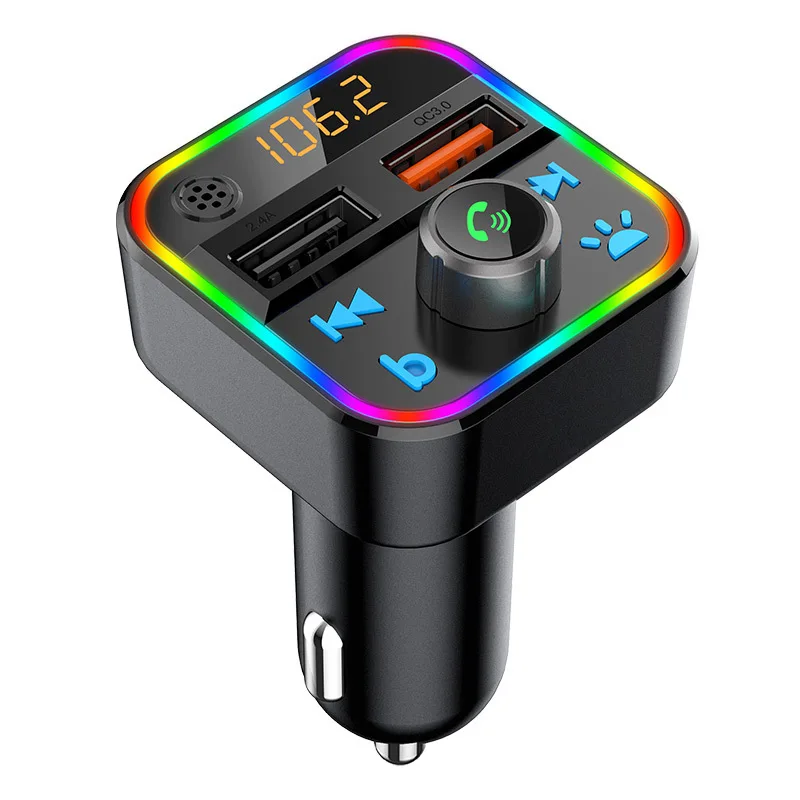 

BT22 BT Car FM Transmitter Stereo Receiver MP3 Player LED Backlit Wireless Hands-free Car Kit with QC 3.0 Fast Charger