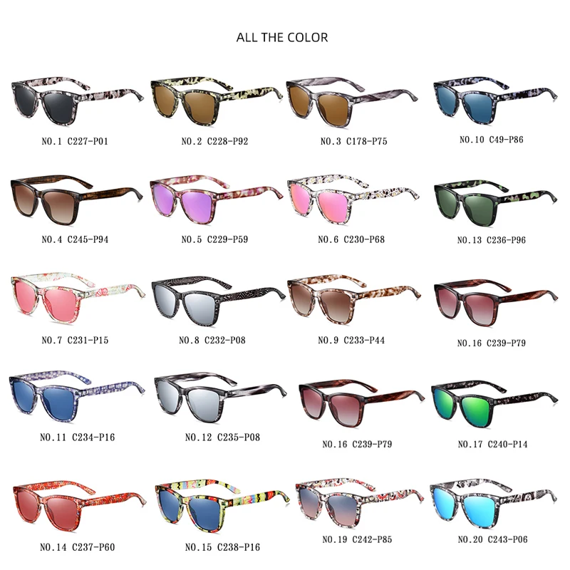 

Pro Acme Colorful Square Frame Polarized Sunglasses for Men Women Mirrored Lens Glasses for Driving zonnebril dames PC1729A