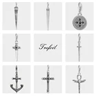 Подвеска в виде черепа, конуса, этнического меча, Креста, якоря, ювелирные изделия из стерлингового серебра 925 пробы, в стиле панк, подарок для женщин, мужчин, подходит для браслета для колье и сумки