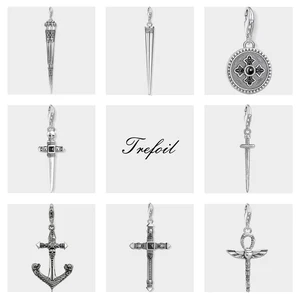 Подвеска в виде черепа, конуса, этнического меча, Креста, якоря, ювелирные изделия из стерлингового серебра 925 пробы, в стиле панк, подарок для женщин, мужчин, подходит для браслета для колье и сумки