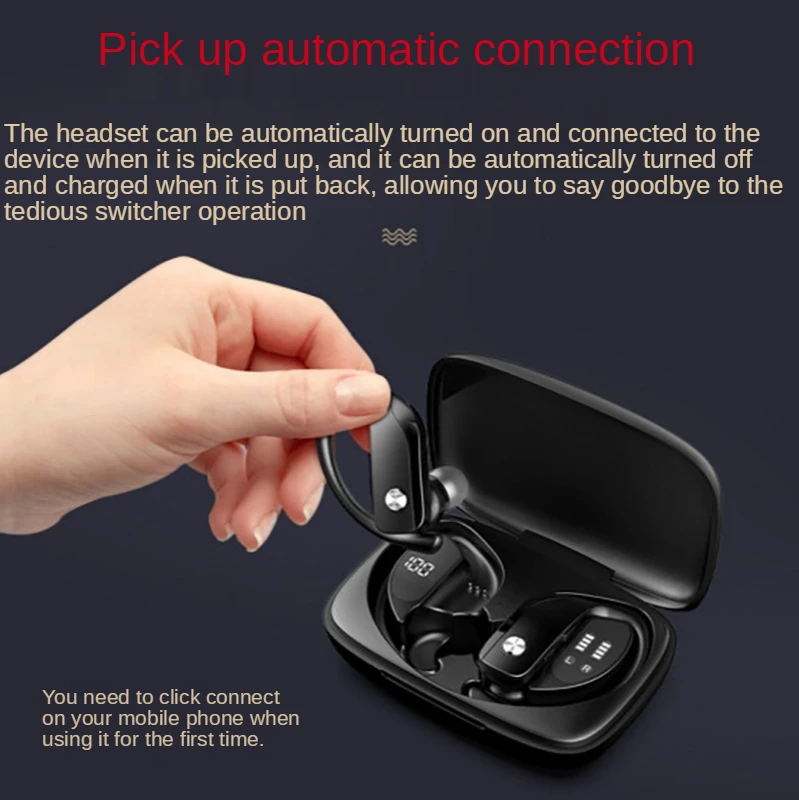 

Ear Hook Sport Headphone Bluetooth-Compatible Earphone Wireless Headset Noise Control With Microphone High Quality Stereo Audio