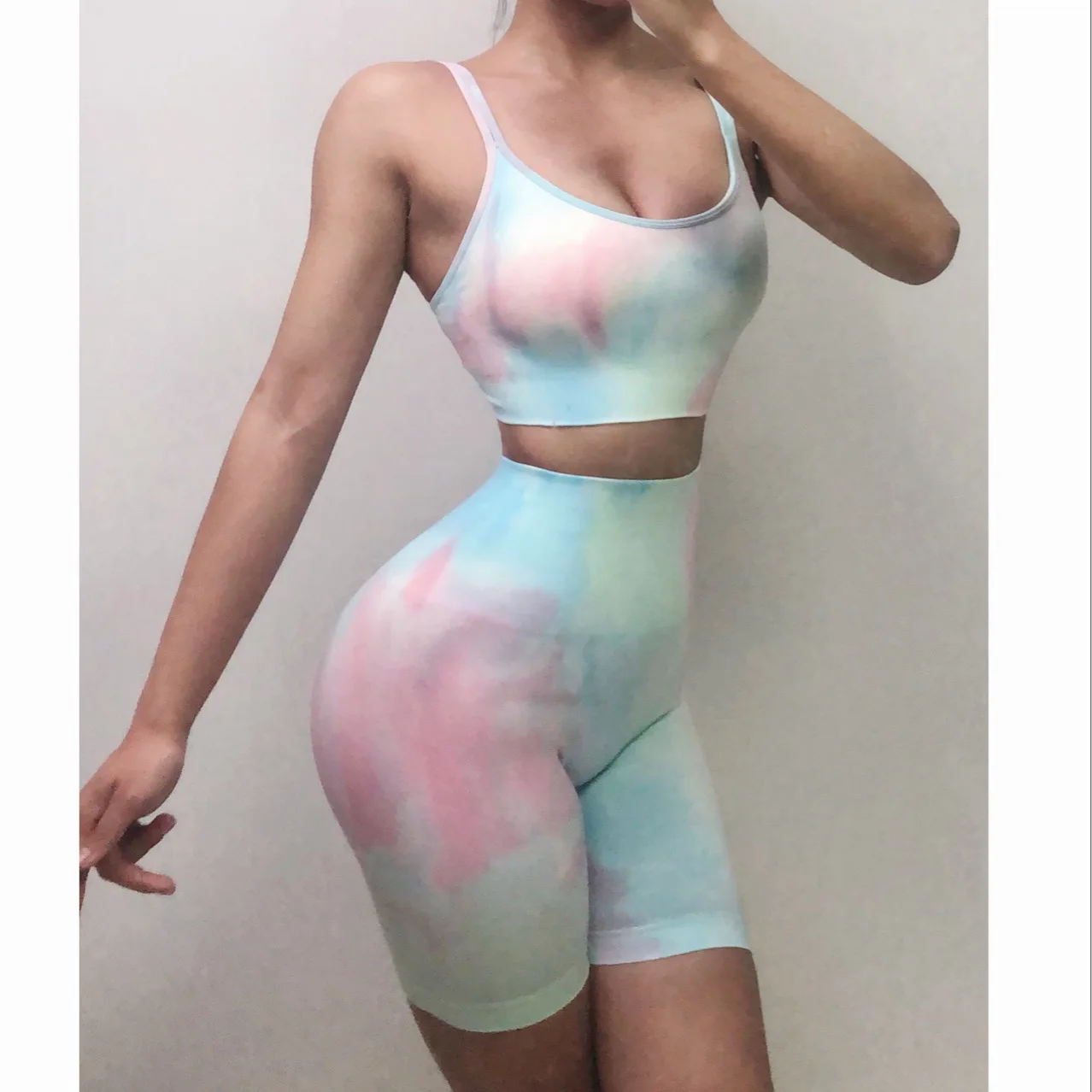 

Tie Dye Yoga Shorts Women Sports Seamless Push Up Sportswear Fitness Joggings Workout Tight Bodybuilding High Waist Gym Short