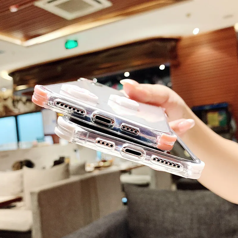 3D милый мультфильм розовый Кот лапа Прозрачный чехол для телефона iPhone 11 Pro Max XR Xs X 7