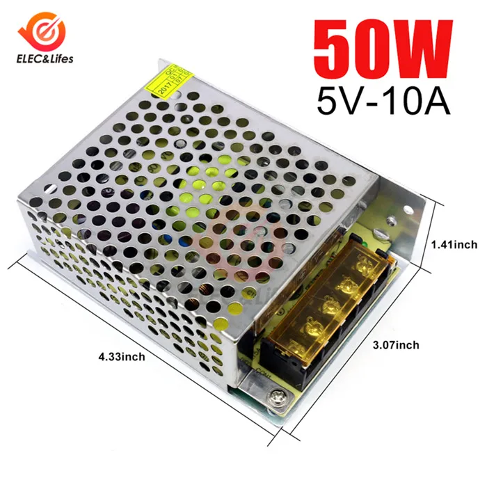 10A 50W AC 110 V/220 V к DC 5V 20W 25W 50W импульсный трансформатор питания для светодиодной ленты умный дом - Цвет: 10A 50W