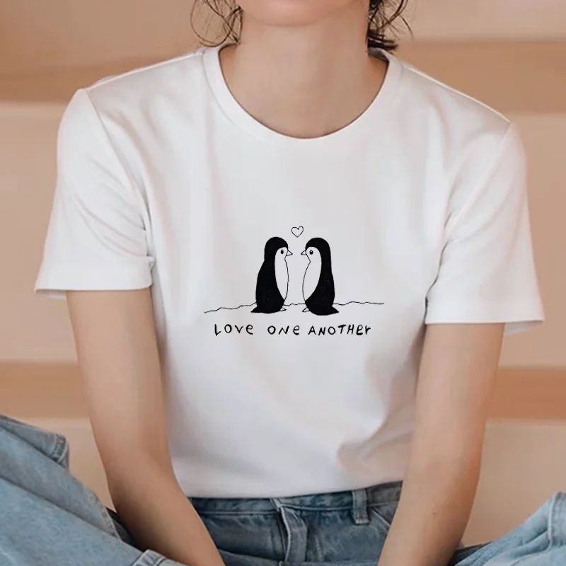 

Women 2021 Fashion Penguin Theme Art Make Up 90s Ladies Lady T-shirts Top T Shirt Ladies Womens Graphic Female Tee T-Shirt