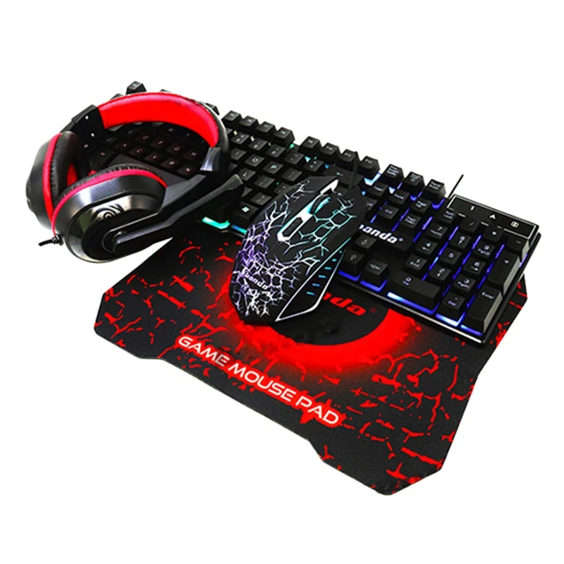 

Banda G10 Computer Accessories Set, Wired Gaming Keyboard + Mouse + Mouse Pad + Headset 4 Sets for Laptop Pc Gaming and Work