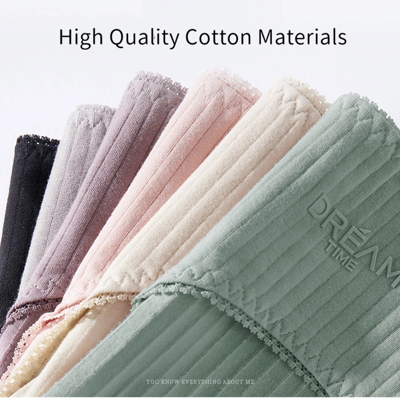 

3Pcs Women Panties Lace Cotton Underwear Girls Mid Waist Briefs Lady Cute Sexy Lingerie Intimates Breathable Underpants Female