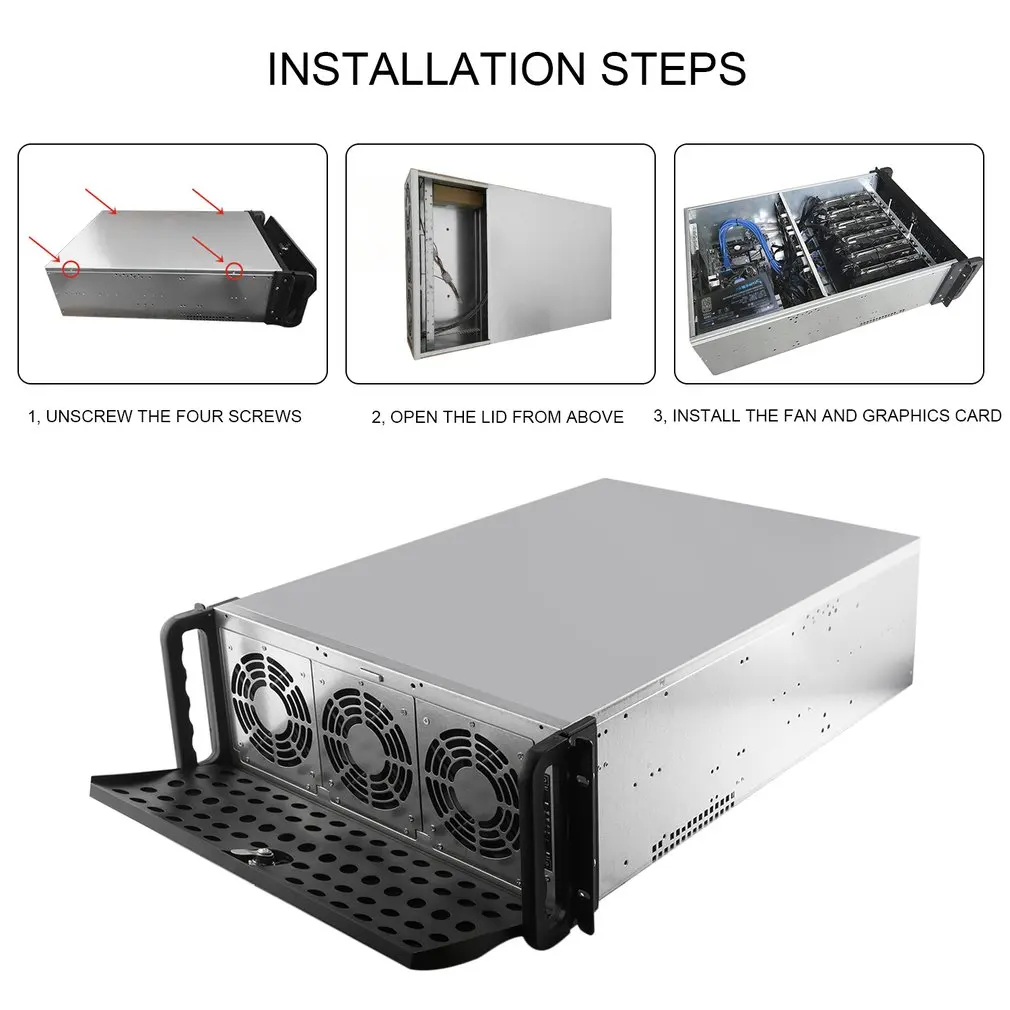 Рамка для майнинга под открытым небом Графический чехол GPU ATX Fit 6/8 видеокарта Ethereum