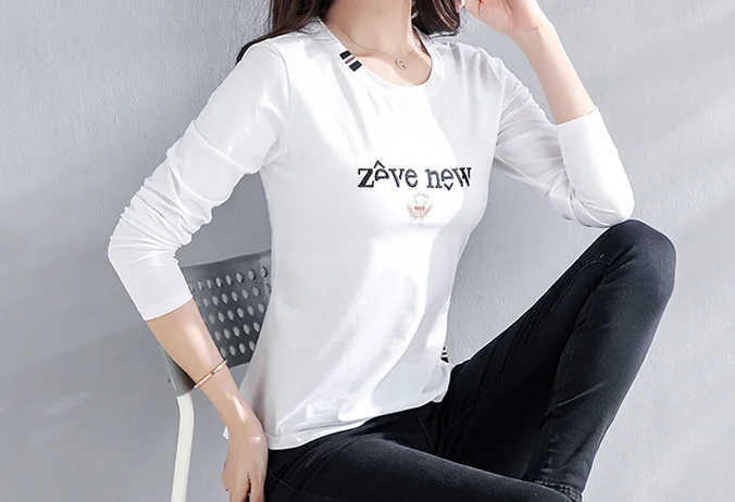 

Long sleeve Women Tops Gold Shining Letter Printing Top Tee Casual Short Sleeve Woman Clothing Black