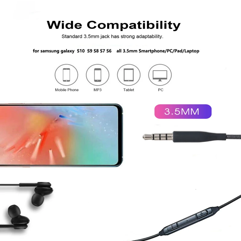 Оригинальные наушники-вкладыши Samsung S10 3 5 мм проводная гарнитура с микрофоном и