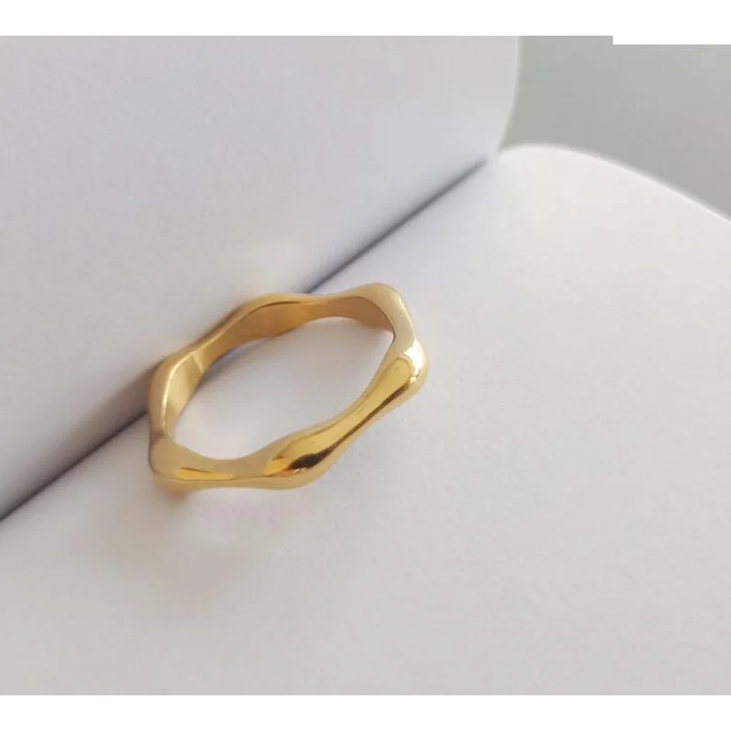 

Cold Color Bamboo Ring Trendy Ring Personalized Stylish Simple Geometric Hexagon Female Index Finger Ring for Women Girls