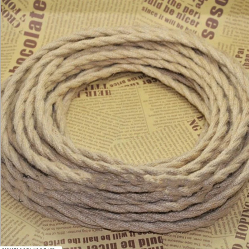 Метровый провод Ретро пеньковая веревка 2*0 75 мм Электрический плетеный медный DIY