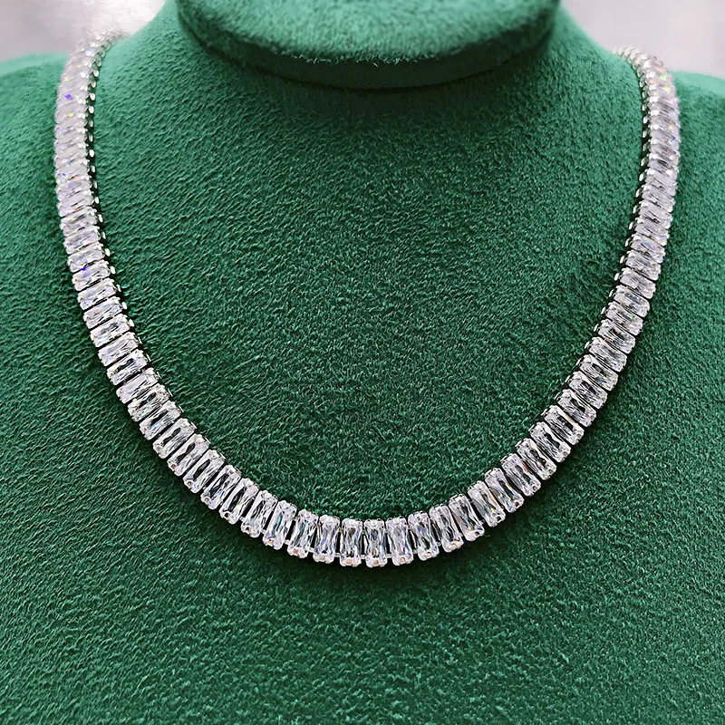 

Элегантное ожерелье из 100% стерлингового серебра 925 пробы с высокоуглеродистыми бриллиантами роскошное полностью Алмазное ожерелье для жен...