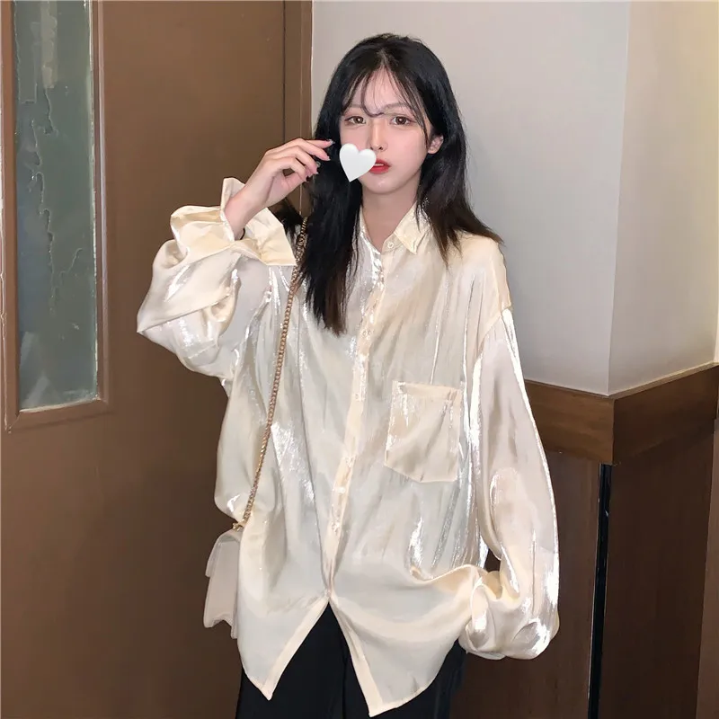 Красивая однотонная куртка весна осень лето 2020 свободная рубашка бойфренда с