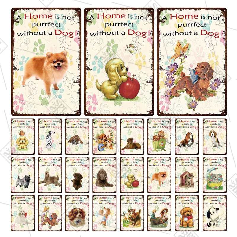 

Family Pet Dog Metal Sign Beagle Puppy Tin Plate Pet Shop Decoration Wall Stickers Vintage Plaque Bar Club Home Decoration