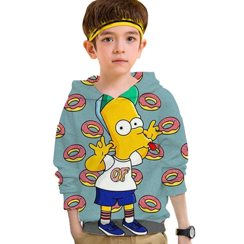2020 одежда для маленьких мальчиков толстовки с 3d изображением Симпсона девочек