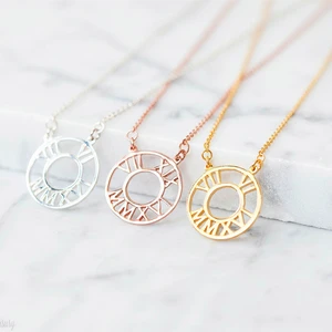 Оригинальное ожерелье с римскими цифрами и датой, персонализированная именная подвеска, цепочка из нержавеющей стали, Круглый чокер, ожерелье, аксессуары для вечеринок