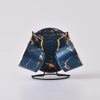 2pcs Креативная мраморная кофейная чашка Пномпень с блюдцем, набор скандинавских матовых высококачественных керамических кофейных чашек, бытовой чайный набор, кофейная чайная чашка - Цвет: 2pcs