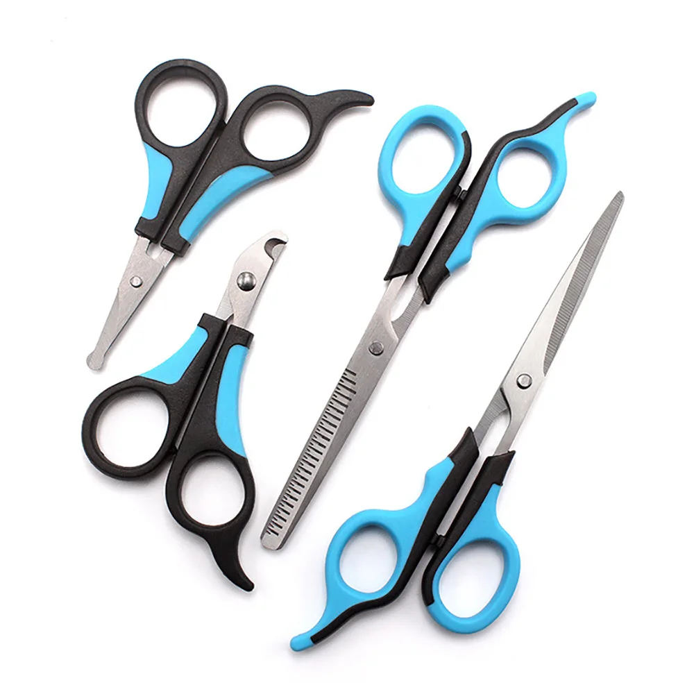

5pcs Stainless Steel Pet Dog Scissors Grooming Cat Hair Thinning Cutter Professional Nail Scissors For Dogs