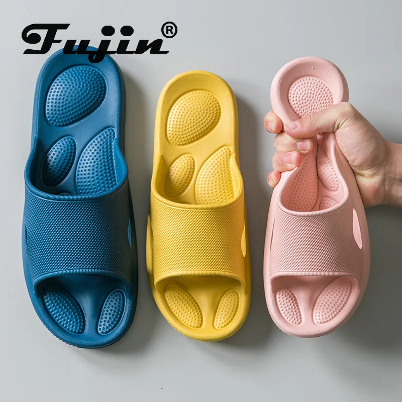 

Fujin/новые тапочки; Женские летние домашние тапочки на толстой подошве; Ультра-растягивающиеся Тапочки для пар; Нескользящие массажные тапоч...