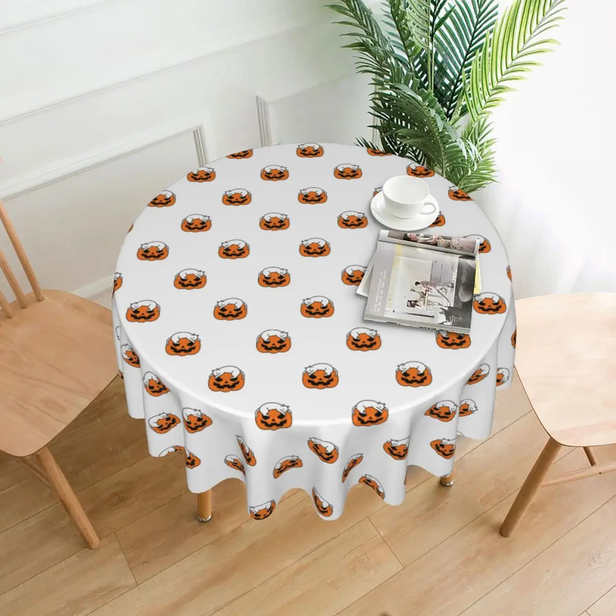 

Halloween Pumpkin Cat Tablecloth Cute Funny Protector Wedding Table Cover Modern Print Polyester Cheap Table Cloth