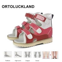 baby girls sandals kids leather orthopedic shoes child fashion lovely cute white red flatfeet footwear with arch support insole