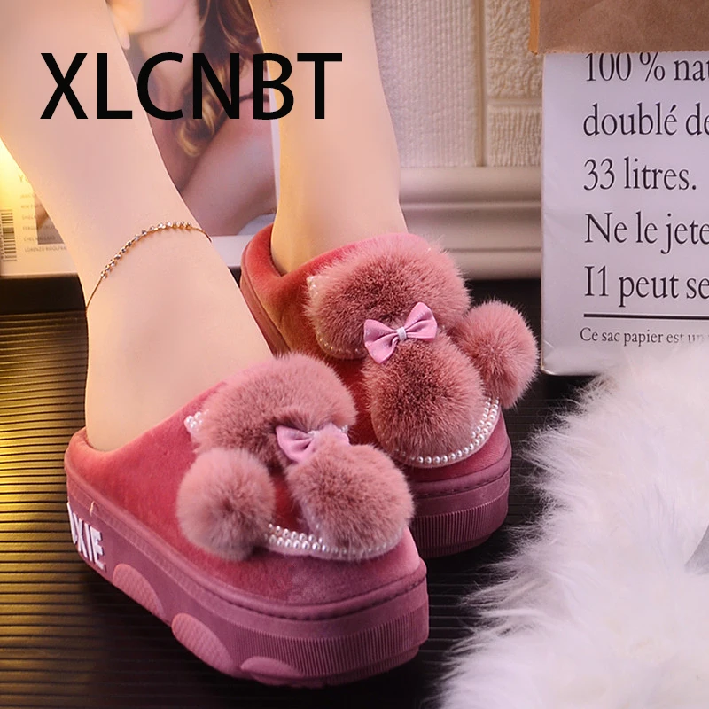 Зимние теплые домашние тапочки водонепроницаемый нескользящий хлопковый