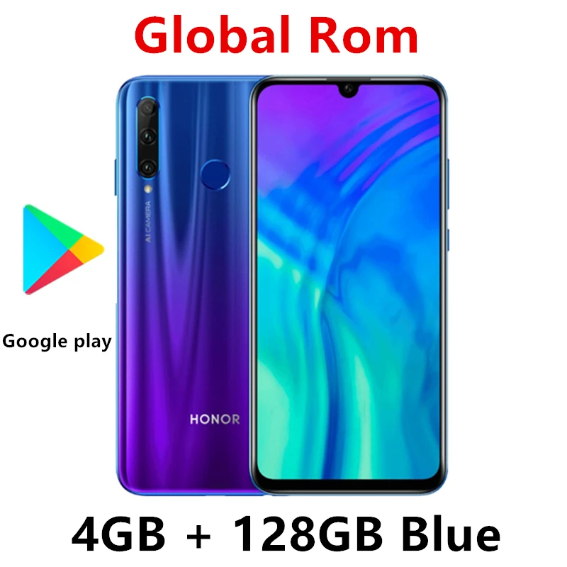 Global Rom Honor 20i Honor 20 lite мобильный телефон 6,21 дюймов Hisilicon Kirin 7 Восьмиядерный Android 9,0 отпечаток лица ID - Цвет: 4G 128G Blue