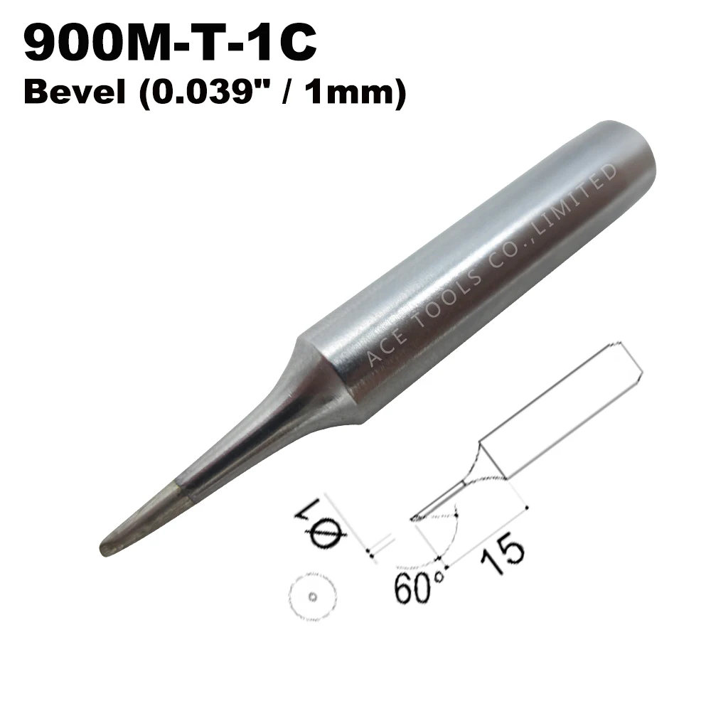 5 PCS Soldering Tip 900M-T-1C Bevel 1mm for Hakko 936 907 Milwaukee M12SI-0 Radio Shack 64-053 Yihua 936 X-Tronics 3020 Iron Bit