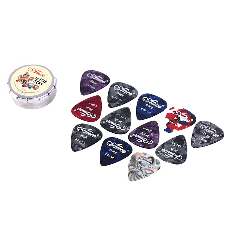 gitarre picks 12 bunte plektrum in einem niedlichen runde metall box akustische elektrische musikalische instrument gitarre pick randomclor free glo