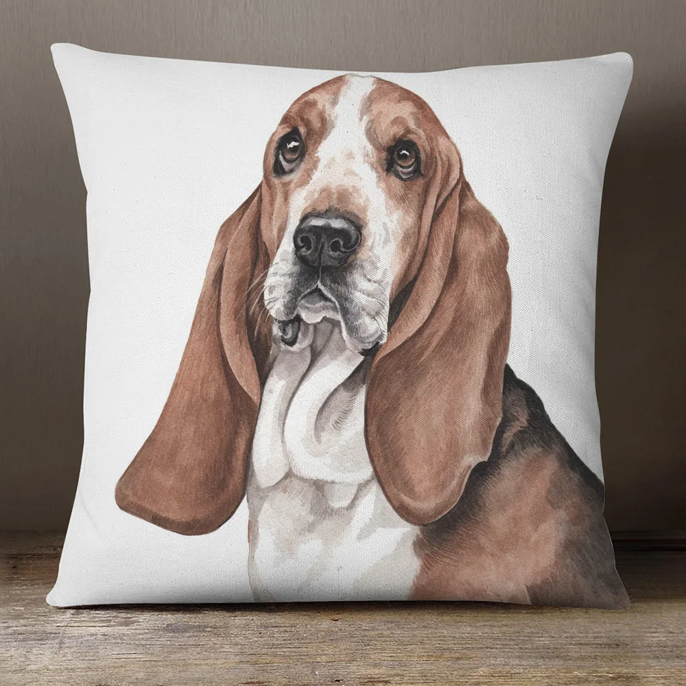 Декоративная наволочка для подушки Beagle bассет хаунд бельгийский пастух