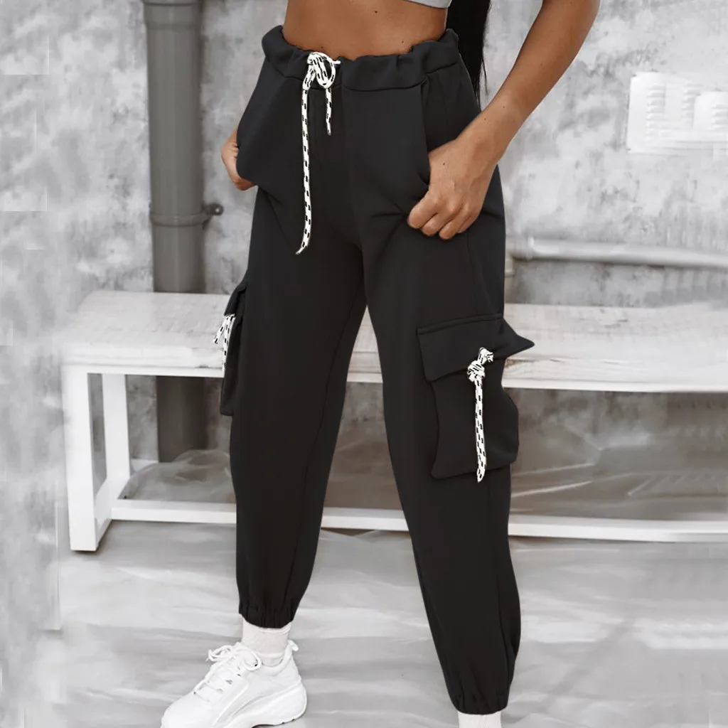 Женские однотонные джинсы на шнурке с эластичной резинкой талии дамские