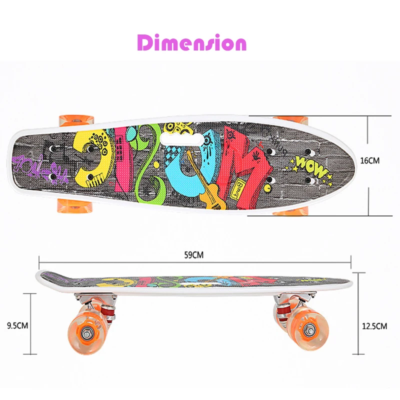 Портативный открывающийся дизайнерский скейтборд для рыбы, 59*16 см, мини-круизер, скейтборд, ПУ, флэш-колесо, Пенни, банан, скейтборд для взрос... от AliExpress RU&CIS NEW