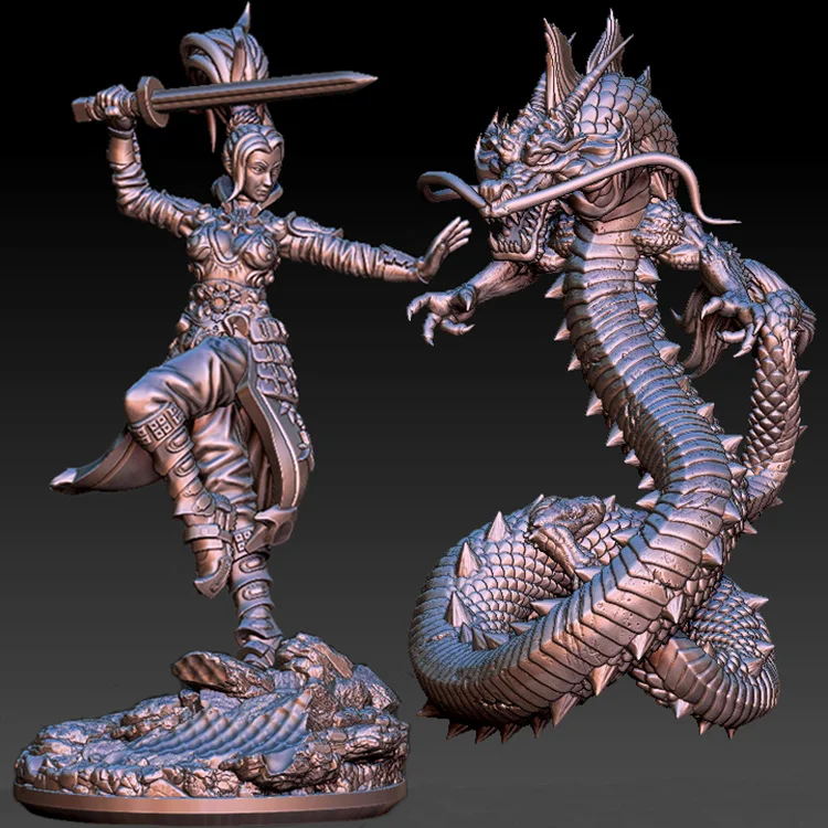 New Dragon 3d STL Model for CNC Router Engraver Legends and Gods of China Hua Mulan 3D Carved Figure Sculpture in File | Инструменты