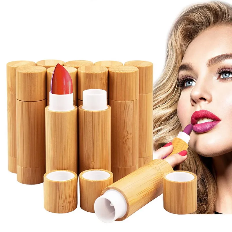 

100Pcs Bamboo Empty Lipstick Tubes, 5.5g Refillable DIY Lip Balm Tube Containers Cosmetic Lip Gloss Deodorant Case Holder