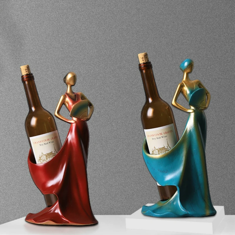 

Home Decorative Figurines Ornaments Take Fan Beauty Wine Rack Decoration Creative Wedding Craft