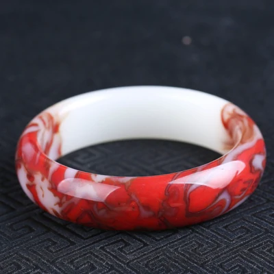 

zheru jewelry natural chicken blood jade two-color 54-64mm bracelet elegant princess jewelry, best gift for mother and girlfrien
