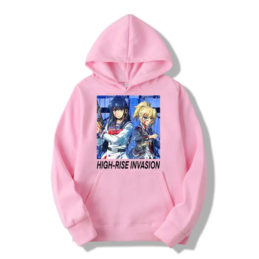 

2021 Anime High-Rise Invasion Printed Hoodie Sweatshirt Spring Men Women 100% Cotton Male Hip Hop Street Clothing Hoodies Tops