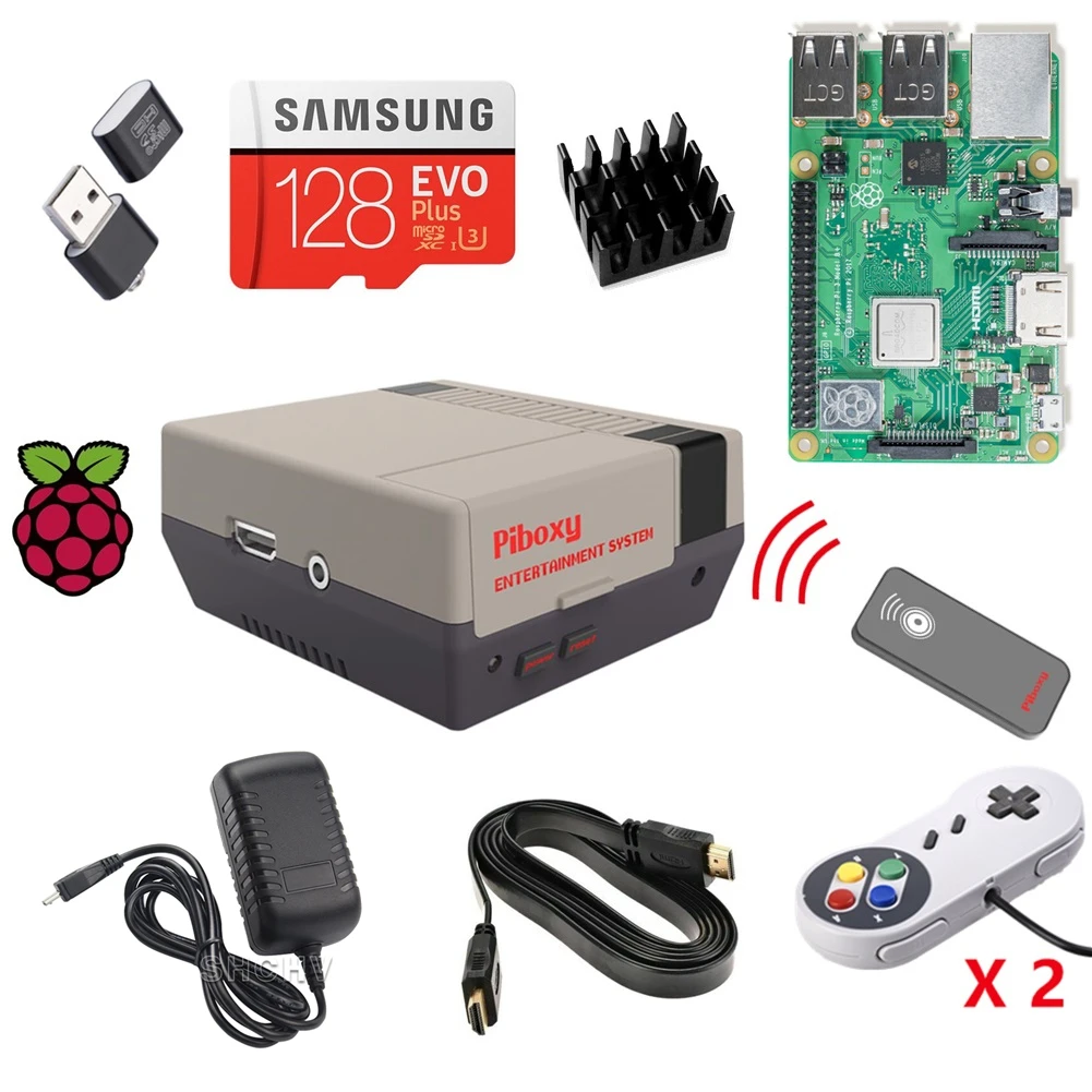 Raspberry Pi 3B+(B Plus) аркадный полный комплект 128 ГБ sd-карта с 18000+ аркадные игры RetroPie эмуляция станция ES IR пульт дистанционного управления