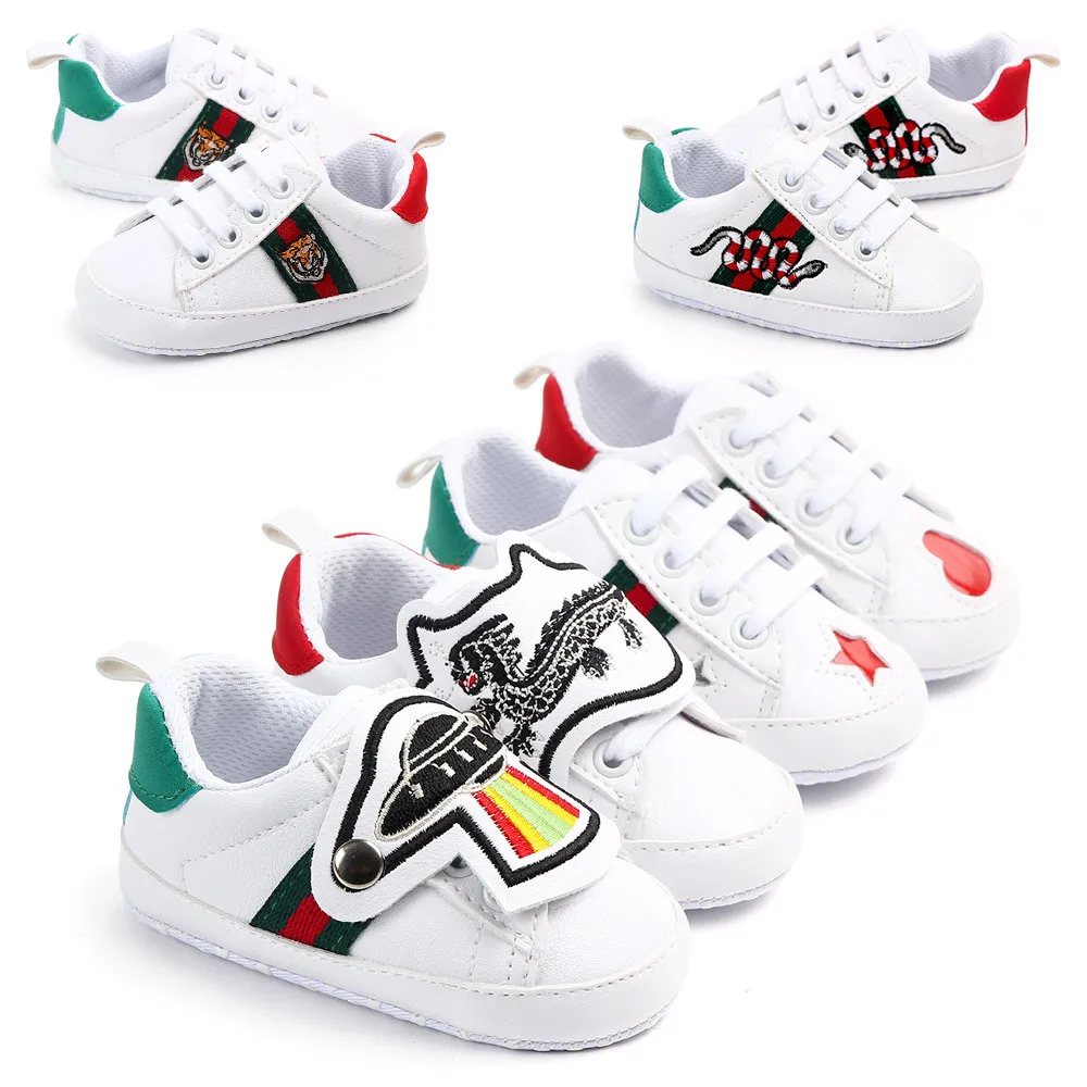 

New Fashion High Quality Leather Newborn Baby Shoes Unisex White Velcro PU Patch Buckle Strap Infant Baby Boy Girl Toddler Shoes