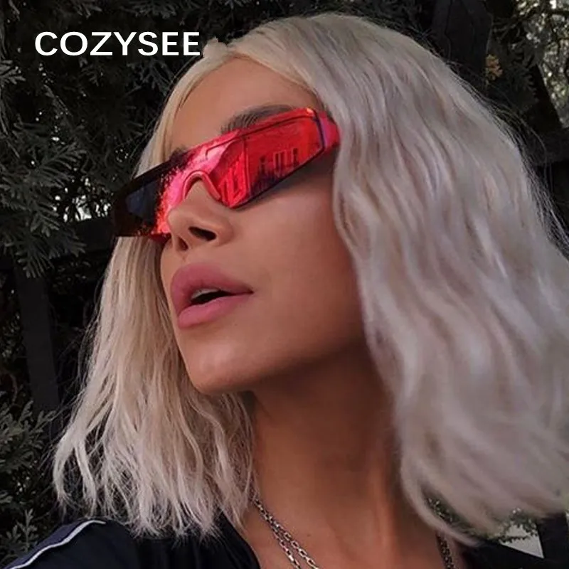 Цельные маленькие солнцезащитные очки кошачий глаз для женщин красные